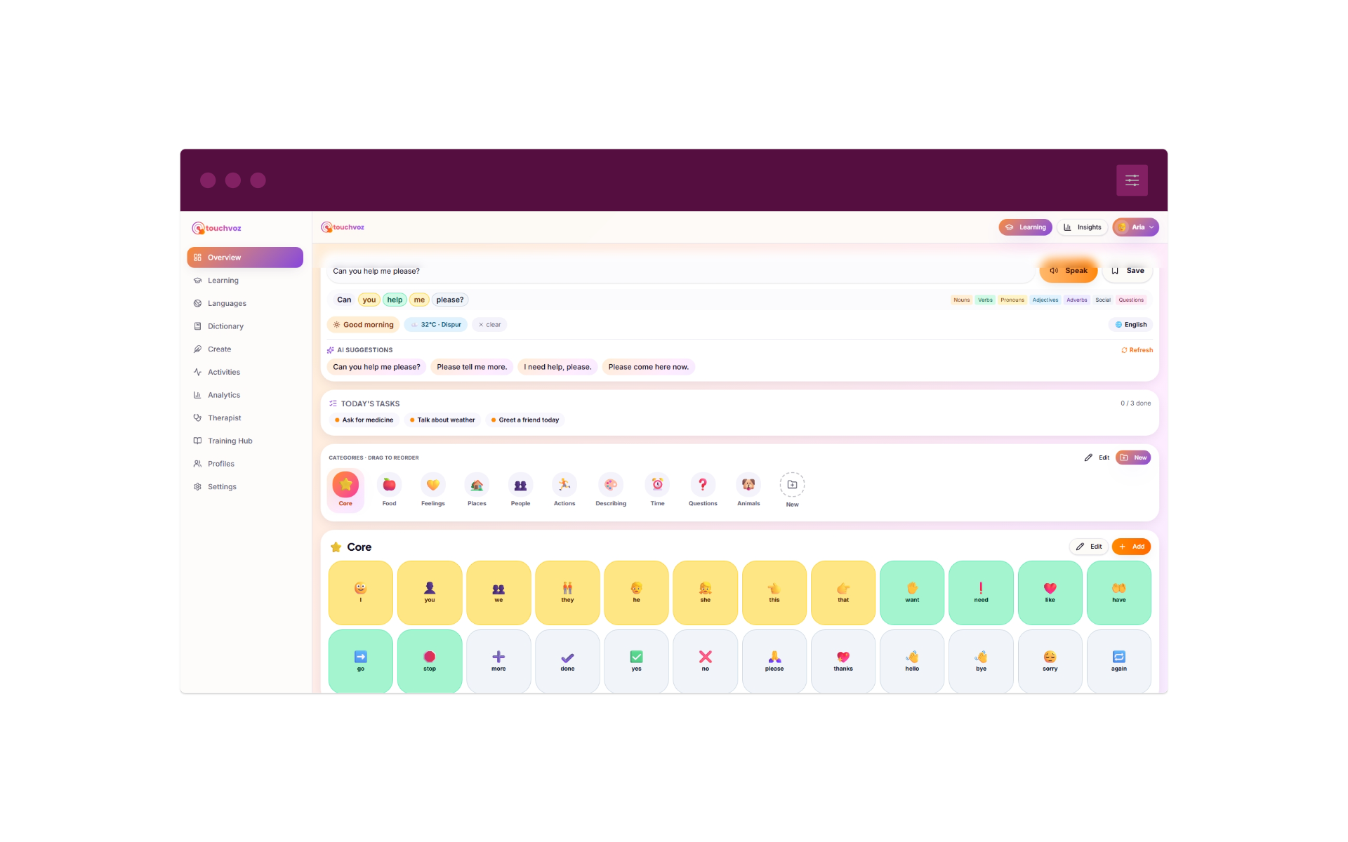TouchVoz AI communication board